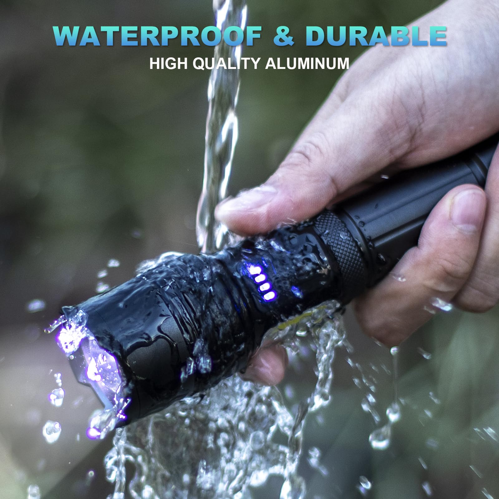 SKNSL seven-mode flashlight with COB light for hands-free tasks.