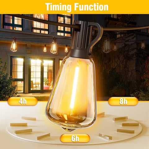 Skoiuc solar string lights IP65 weatherproof setup suitable for rain, snow, or heat.