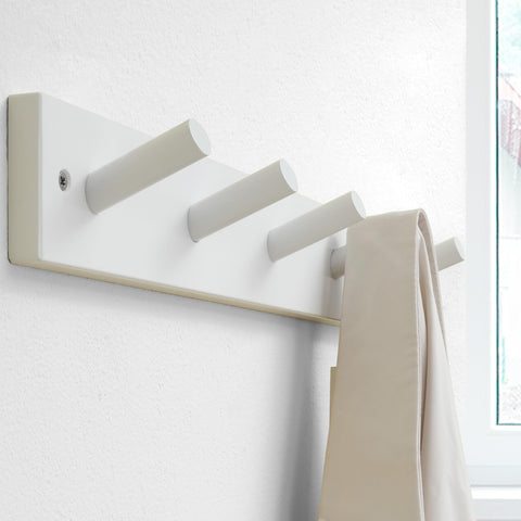 SKOLOO bamboo wall hook in white finish, ideal for hats and towels in small spaces.