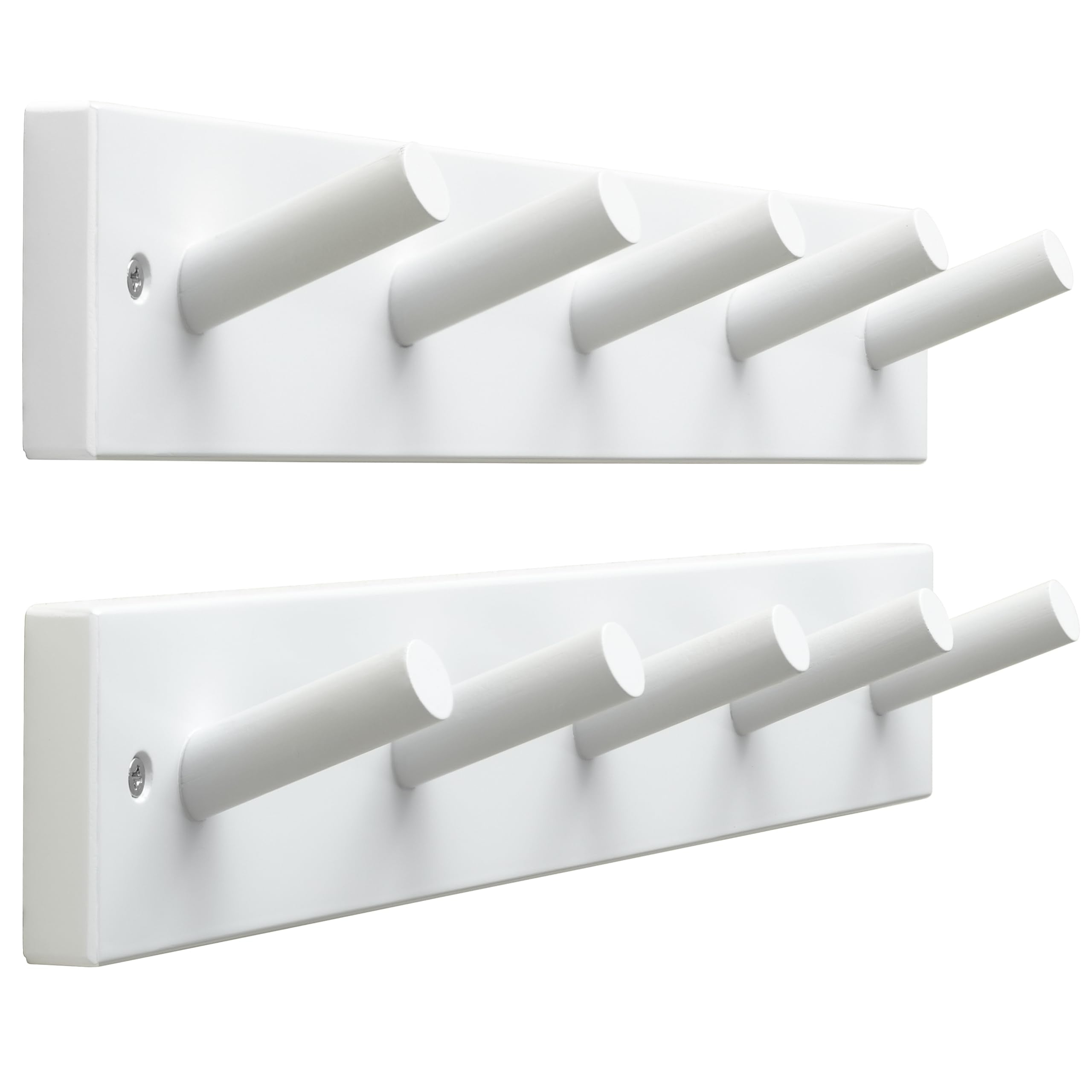 SKOLOO wooden wall-mounted coat rack with 16-inch hole-to-hole span and 5 pegs for organized entryways.