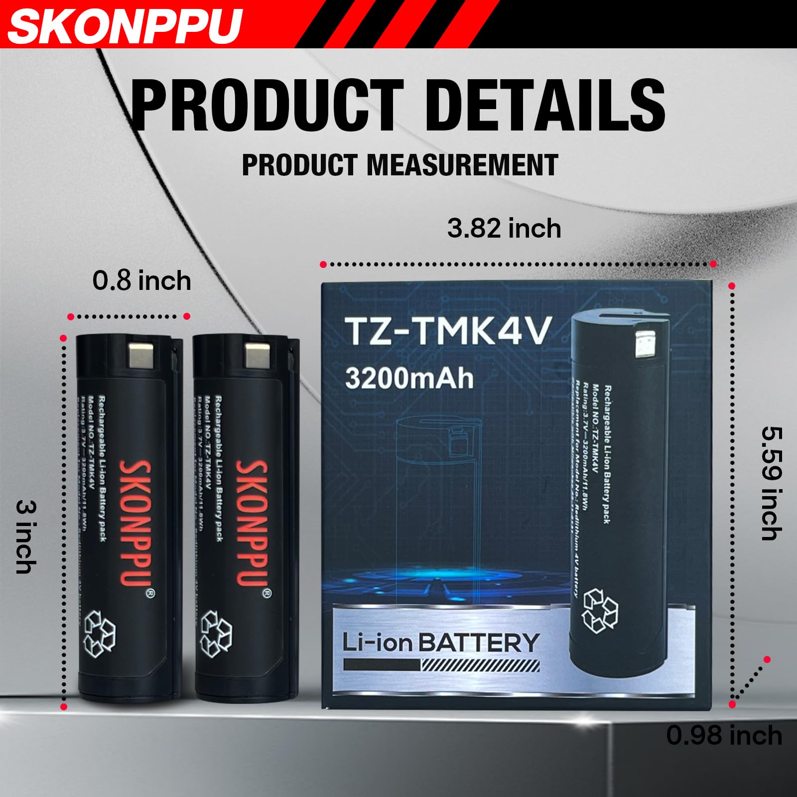 SKONPPU 4V battery for Milwaukee flashlight 2128-21 supports reliable power on site