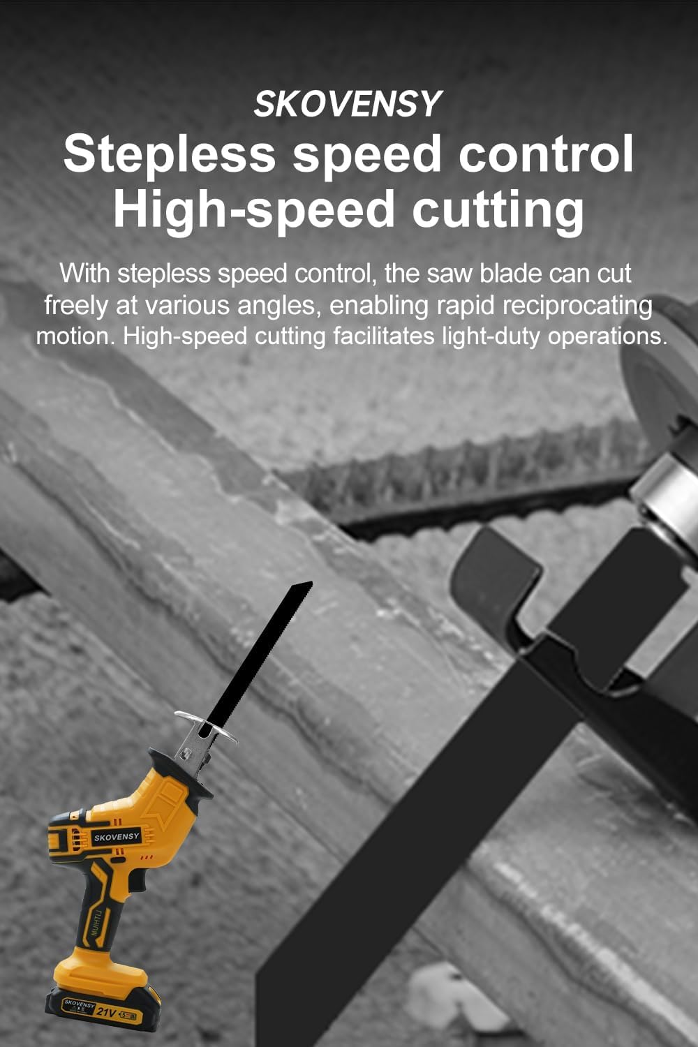 SKOVENSY cordless saw blades kit ready for wood, metal, and PVC cuts.