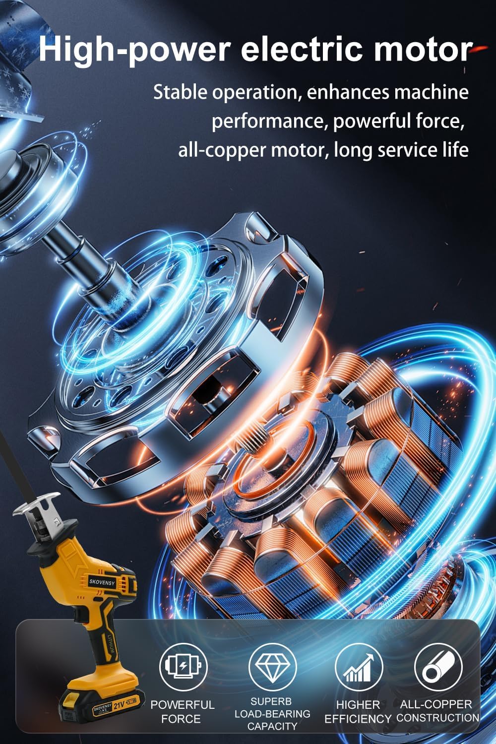 SKOVENSY cordless saw charger keeps work flowing with quick battery replenishment.