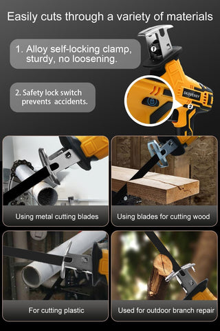SKOVENSY gloves offer grip and safety while handling the saw.