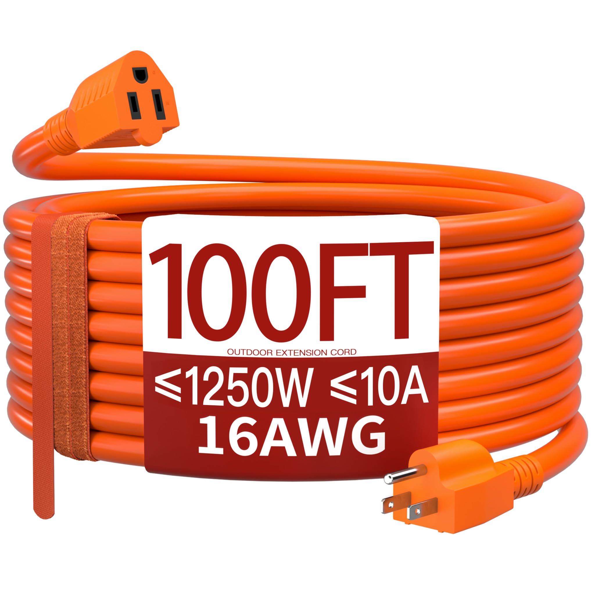 Skrizcable extension cord 100ft orange provides long reach for indoor and outdoor projects.