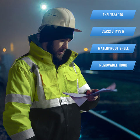 SKSAFETY ANSI/ISEA Type R Class 3 jacket supports high-visibility safety.