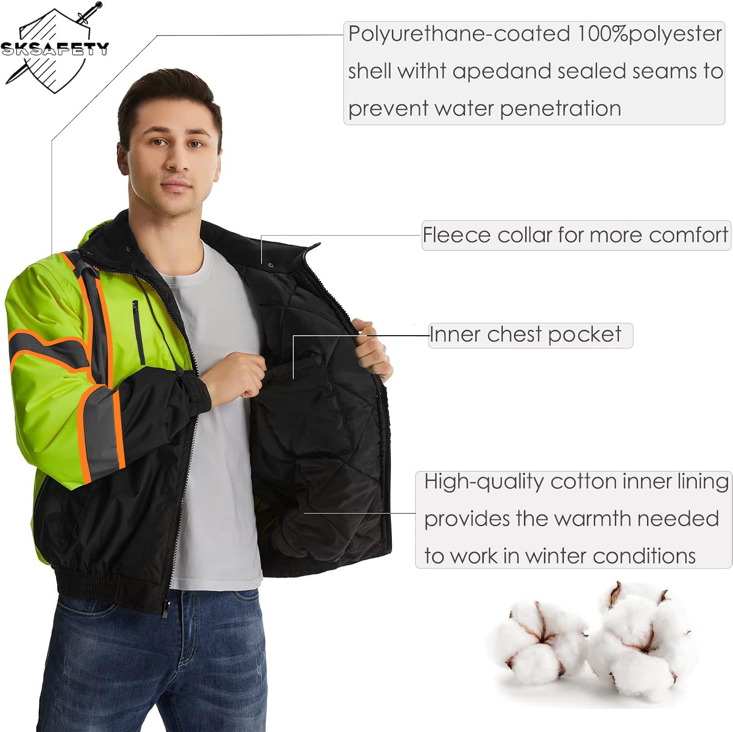 SKSAFETY removable hood feature for weather adaptability