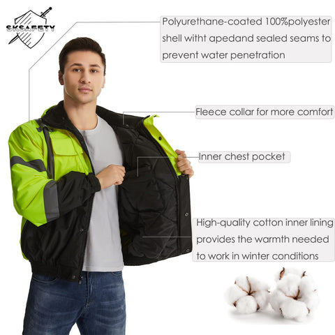 SKSAFETY jacket with removable hood for adaptable protection in changing weather.