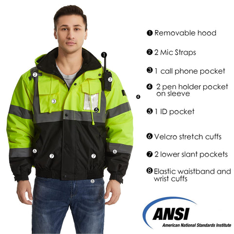 SKSAFETY waterproof jacket pocket layout highlighted with inner chest and slant pockets.