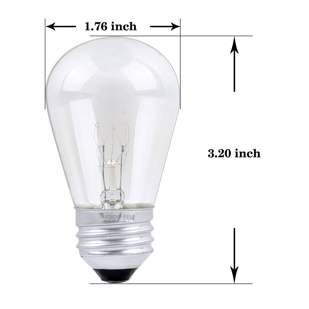 Skullis S14 clear glass bulbs for universal E26 bases and easy replacement.