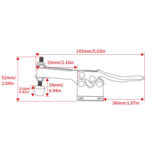 Cam-over clamp shown in vertical mounting position for precise fixtures