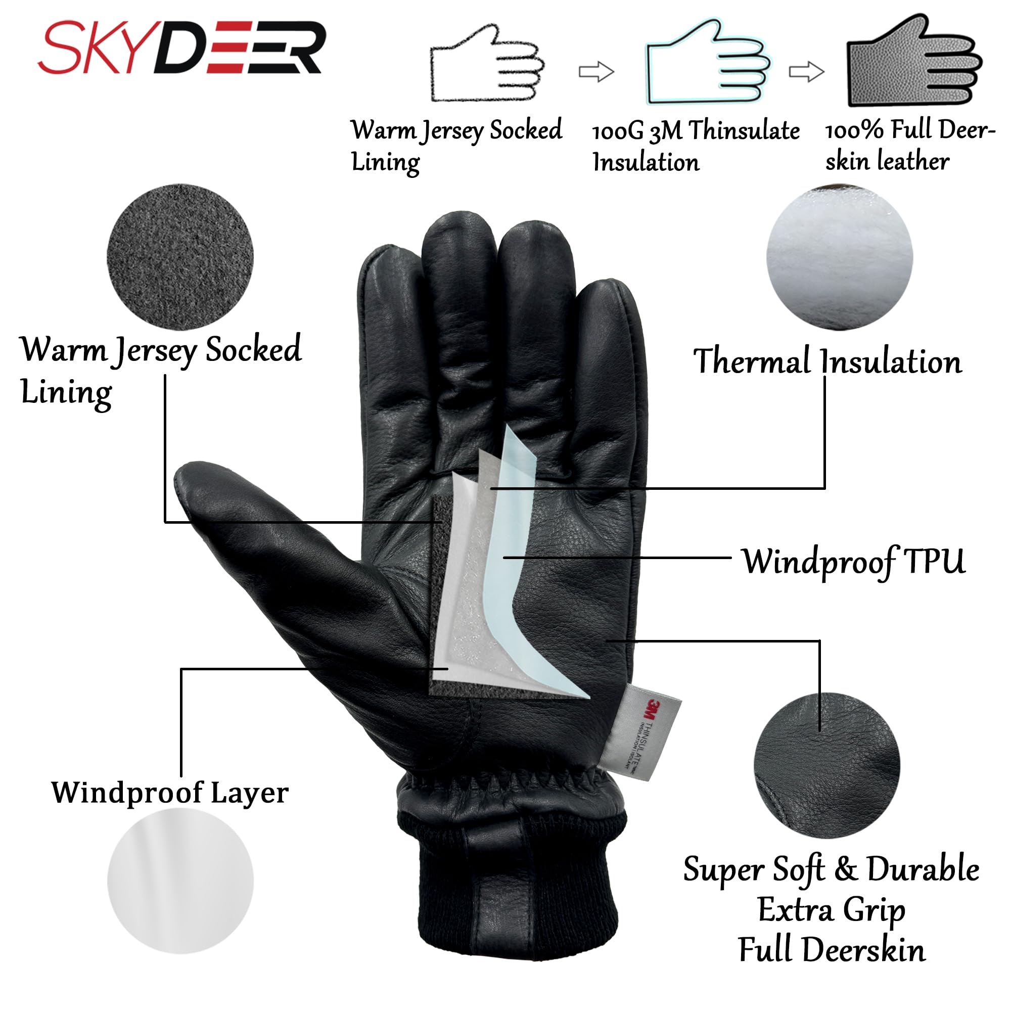 SKYDEER gloves with 3M Thinsulate insulation for warmth in cold conditions