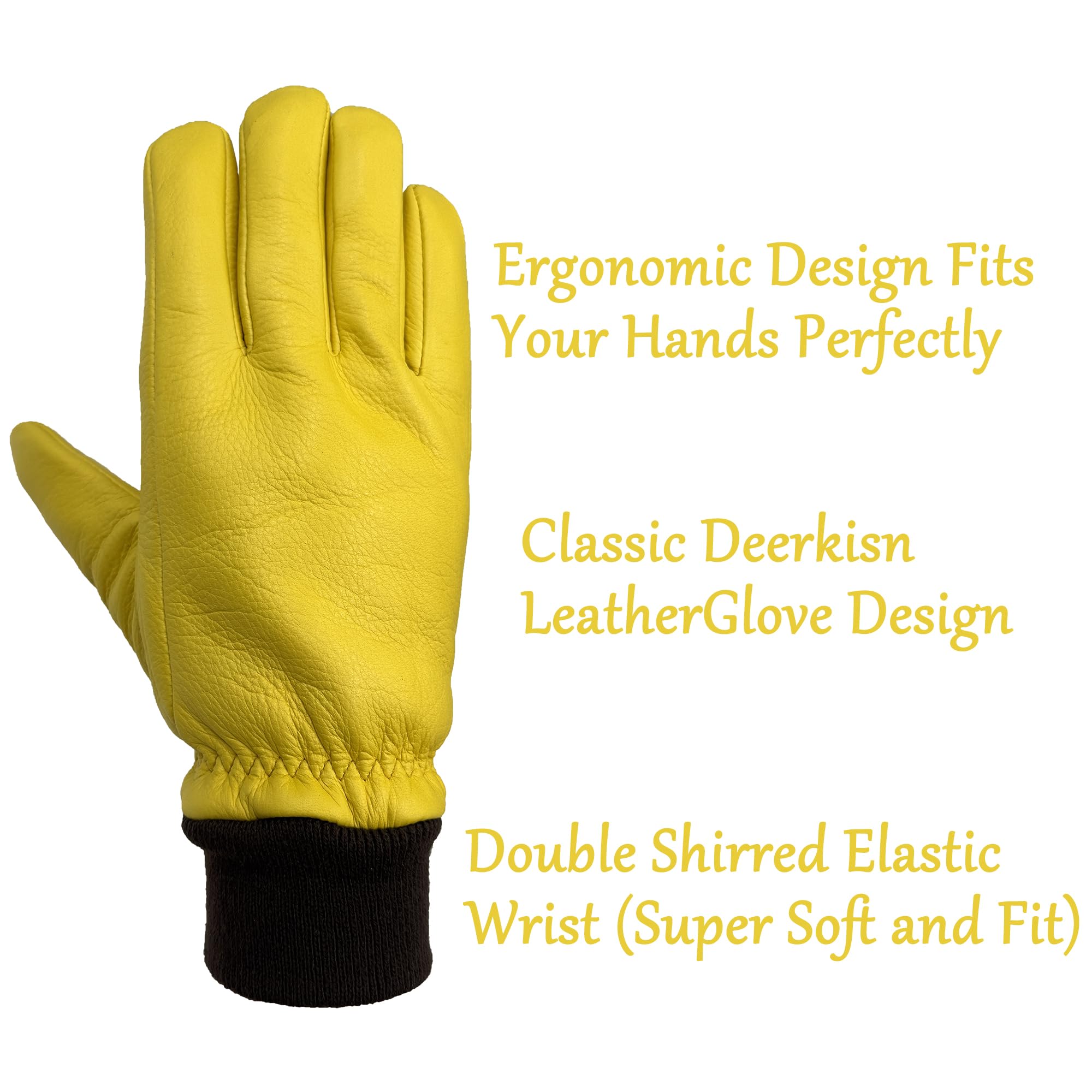 Durable deerskin grip supports tools, driving, and winter work.