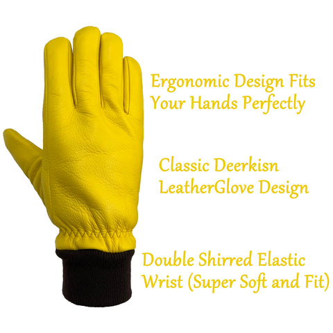 Durable deerskin grip supports tools, driving, and winter work.