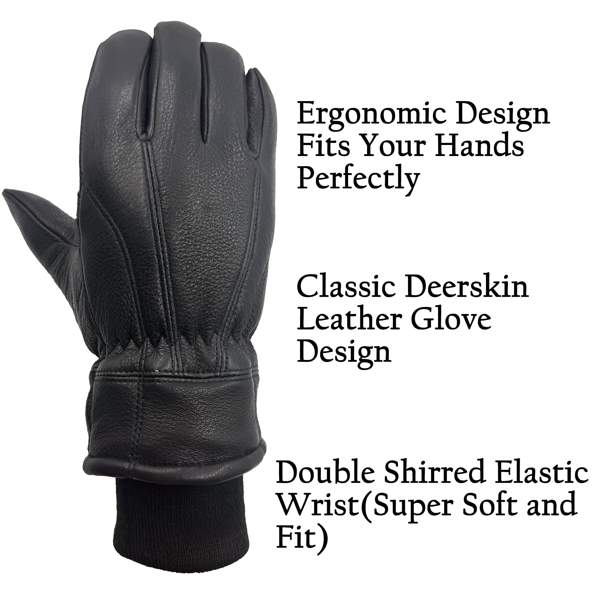 Skydeer gloves elastic wrist knit cuff ensures secure fit and warmth.