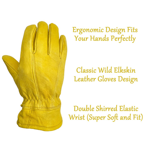 Skydeer premium wild elkskin gloves wearer performing lifting and gripping tasks.