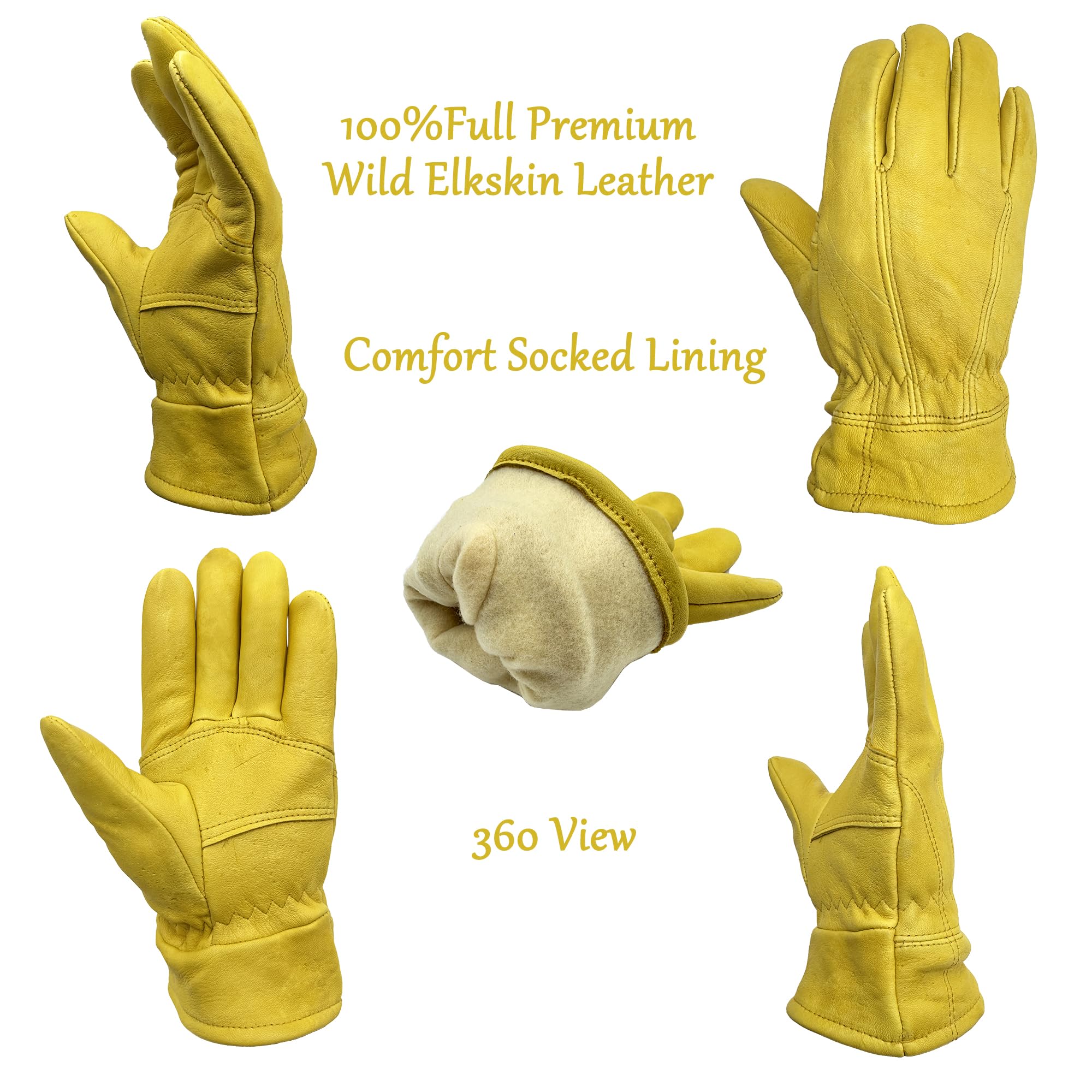Skydeer premium wild elkskin gloves wrist elastic close-up for snug fit.
