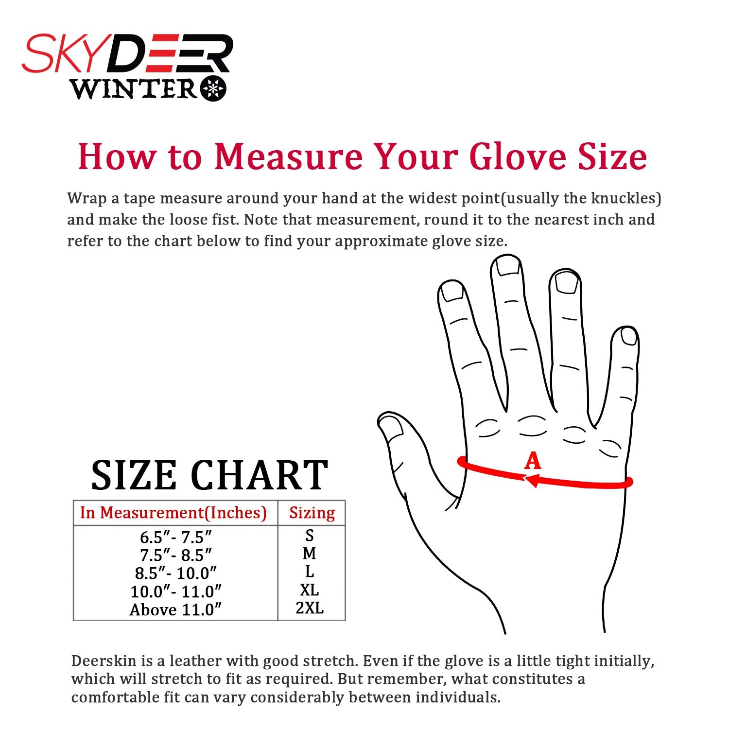 SKYDEER water-resistant deerskin gloves guarding against rain or slush.