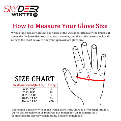 SKYDEER water-resistant deerskin gloves guarding against rain or slush.