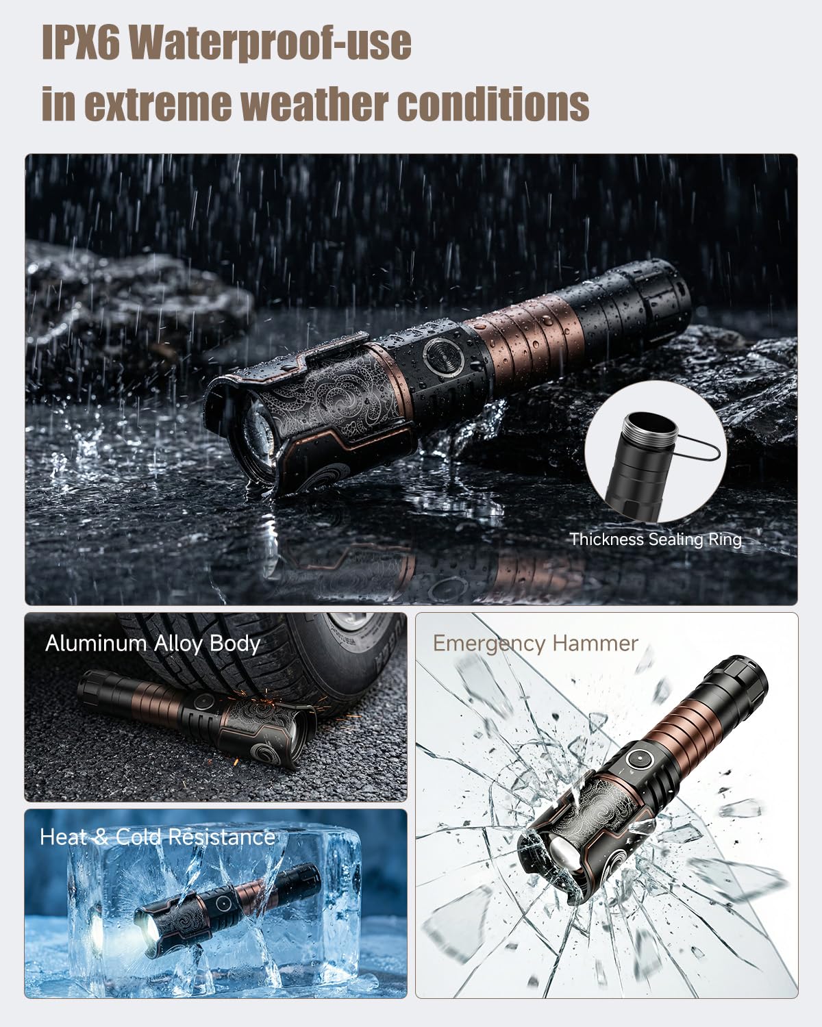 SKYFIRE durable aluminum body that withstands drops up to 1.2 meters.