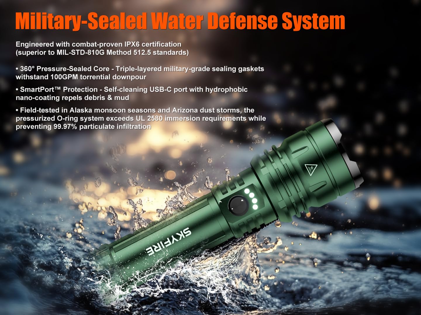 SKYFIRE 1376 endures drops from 10 feet for reliability.