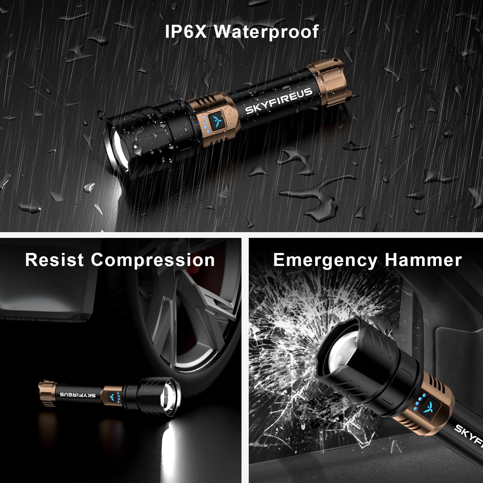 SKYFIRE emergency tool and lanyard for hands-free use in emergencies