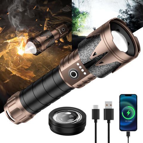 SKYFIRE ignition lens zoom demonstrates a focused beam for camping and emergencies