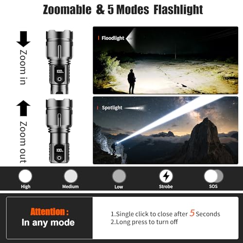SKYFIRE LED flashlight 3-lens system for multiple lighting effects