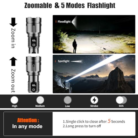 SKYFIRE LED flashlight 3-lens system for multiple lighting effects