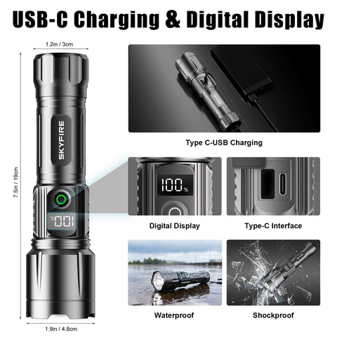 SKYFIRE LED flashlight blue lens signaling or mood lighting