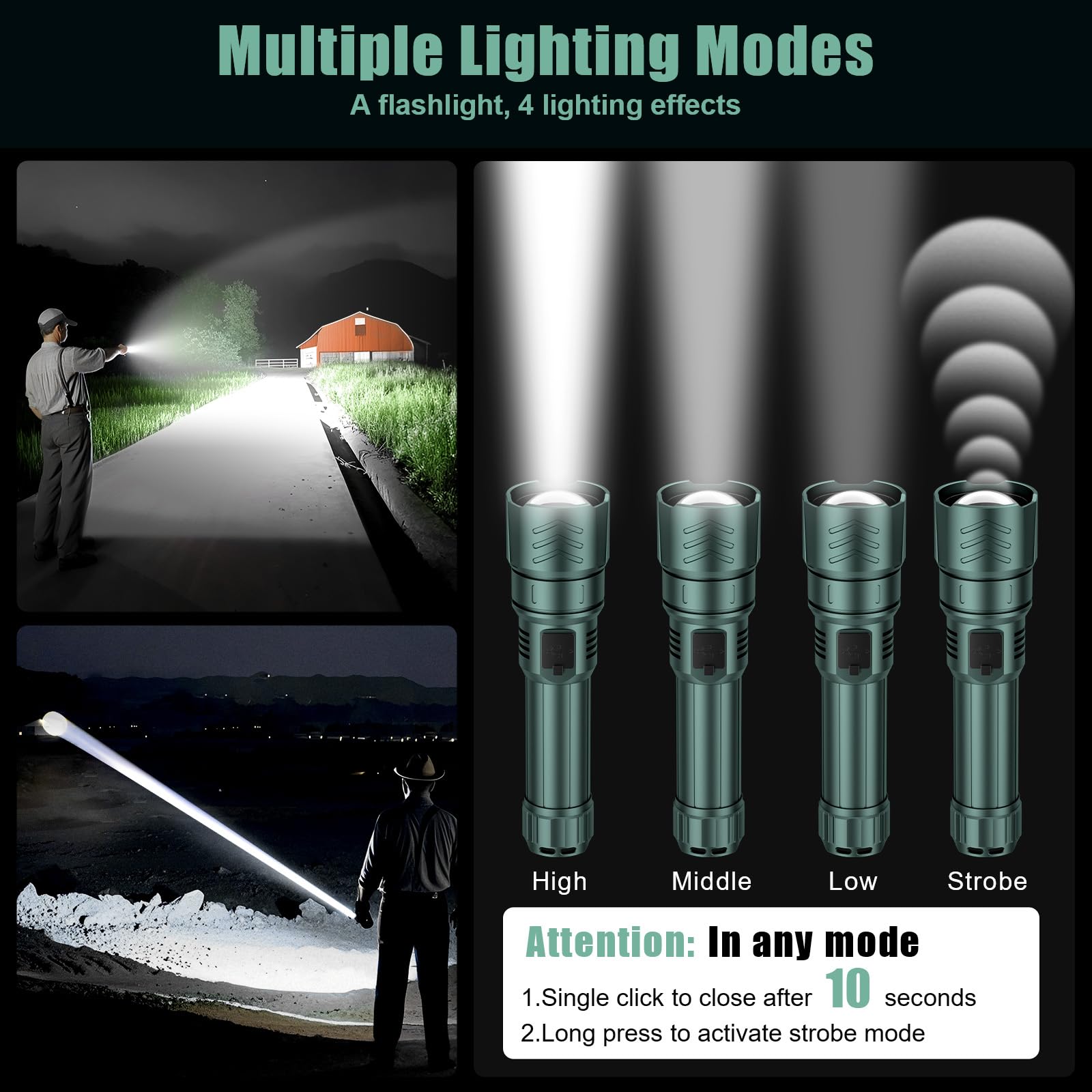 SKYFIRE four modes with smart switch for adaptable brightness