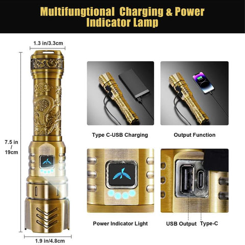 SkyFIRE four-mode flashlight ready for Low, Medium, High, and Strobe