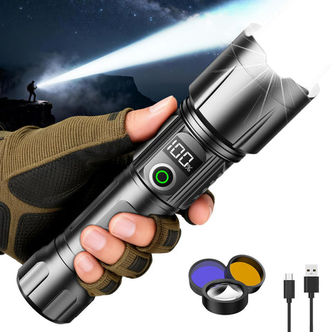 SKYFIRE LED flashlight front view for rugged outdoor use