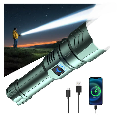 SKYFIRE LED flashlight with high-lumen beam for long-range outdoor visibility