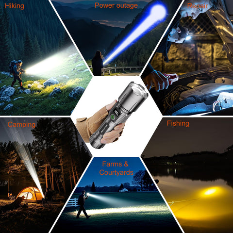 SKYFIRE LED flashlight USB-C charging cable included for convenient power