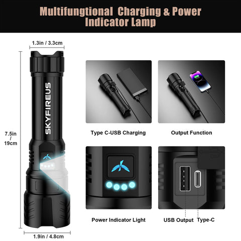 SkyFIRE charging port demonstrates Type-C recharge and power bank capability.