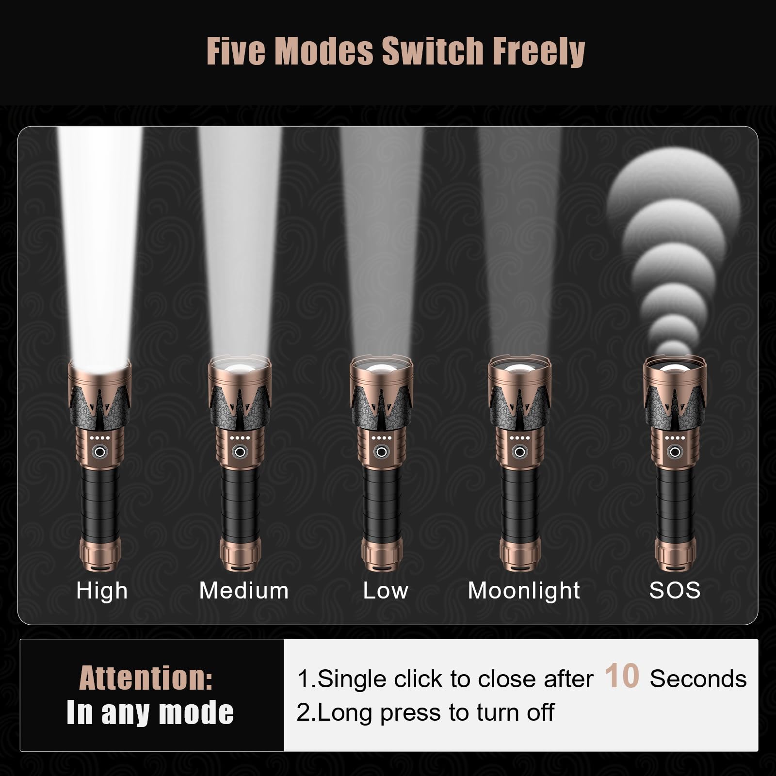 SKYFIRE six-mode lighting adapts to any situation