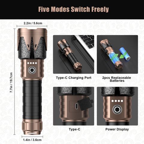 SKYFIRE six-mode flashlight for adaptable lighting scenarios.