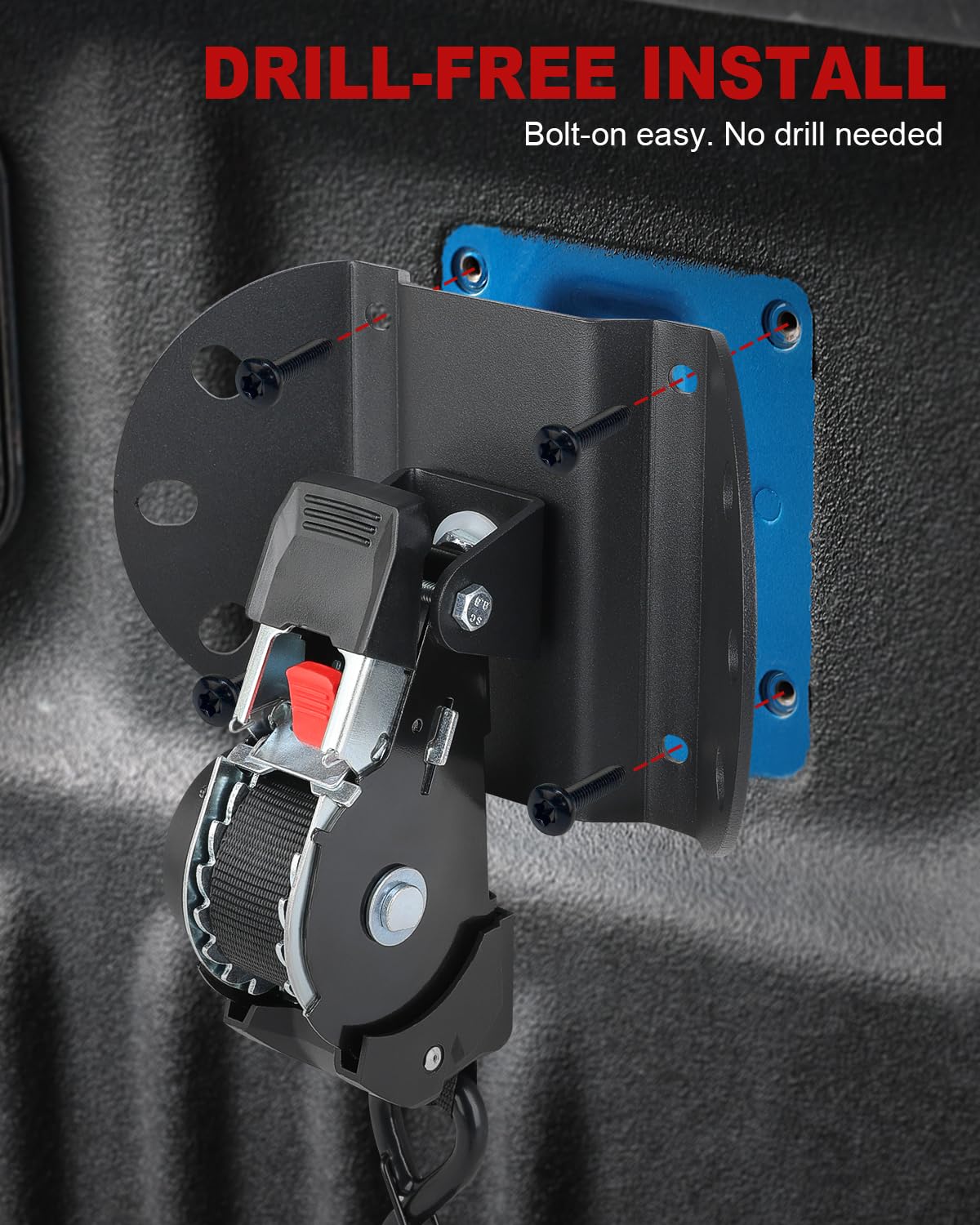 Tangle-free self-retracting design keeps your truck bed organized