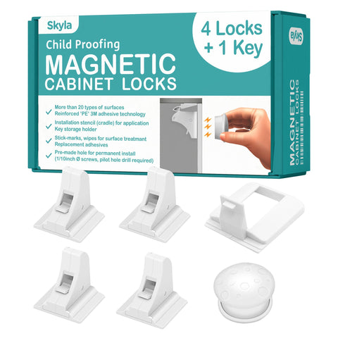 Skyla Homes magnetic cabinet locks with adhesive for quick, screw-free mounting