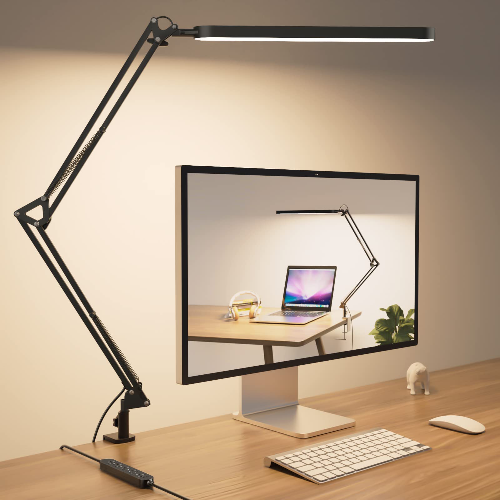 SKYLEO desk lamp with soft glow for comfortable late-night reading.