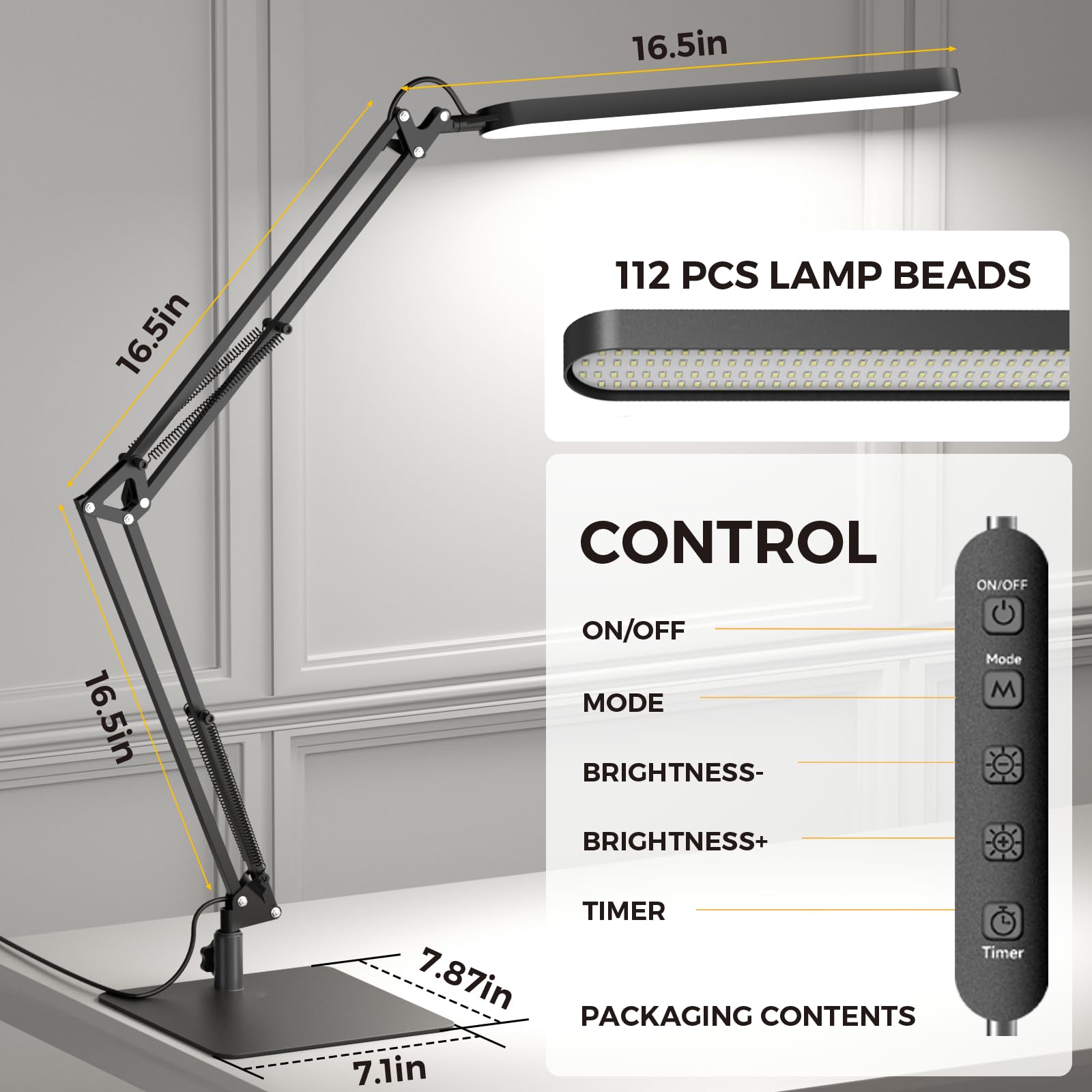 SKYLEO LED desk lamp dimming panel shows color and brightness options