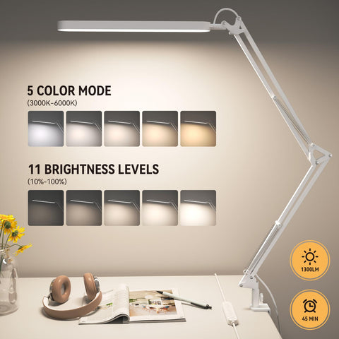 Swing arm extends smoothly for flexible reach across your workspace.
