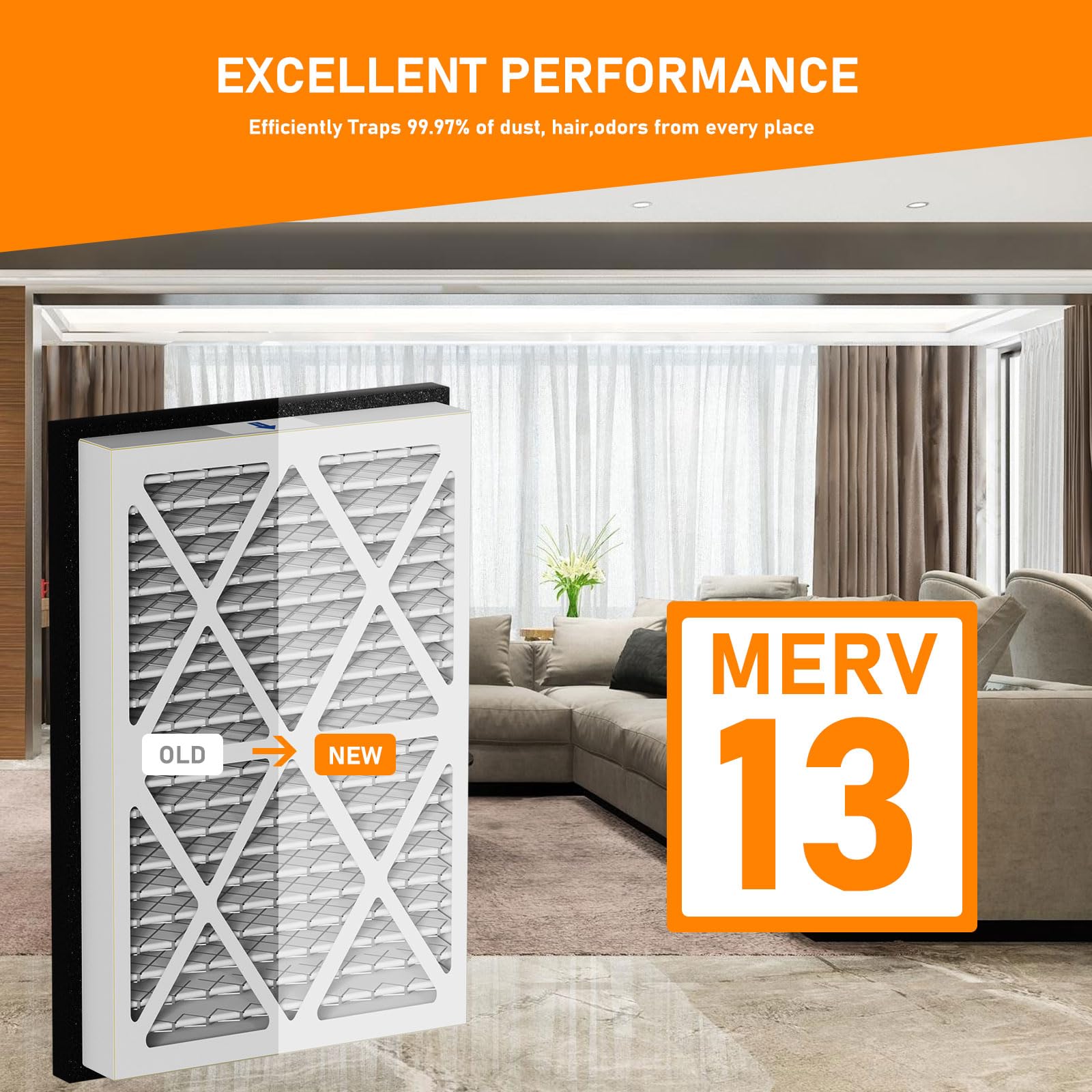 Three-pack Skymechy MERV-13 filters, convenient replacement supply for home HVAC.