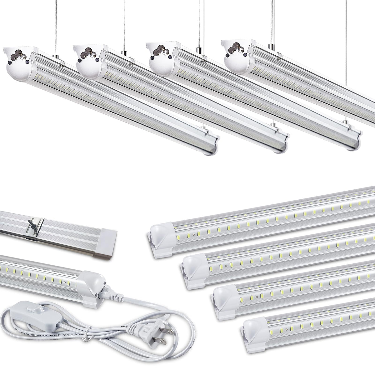 Skymoatled 8Pack 8ft LED shop light ready for garage use, bright coverage