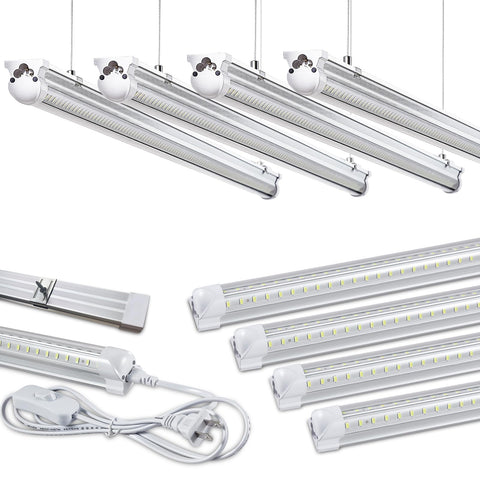 Skymoatled 8Pack 8ft LED shop light ready for garage use, bright coverage