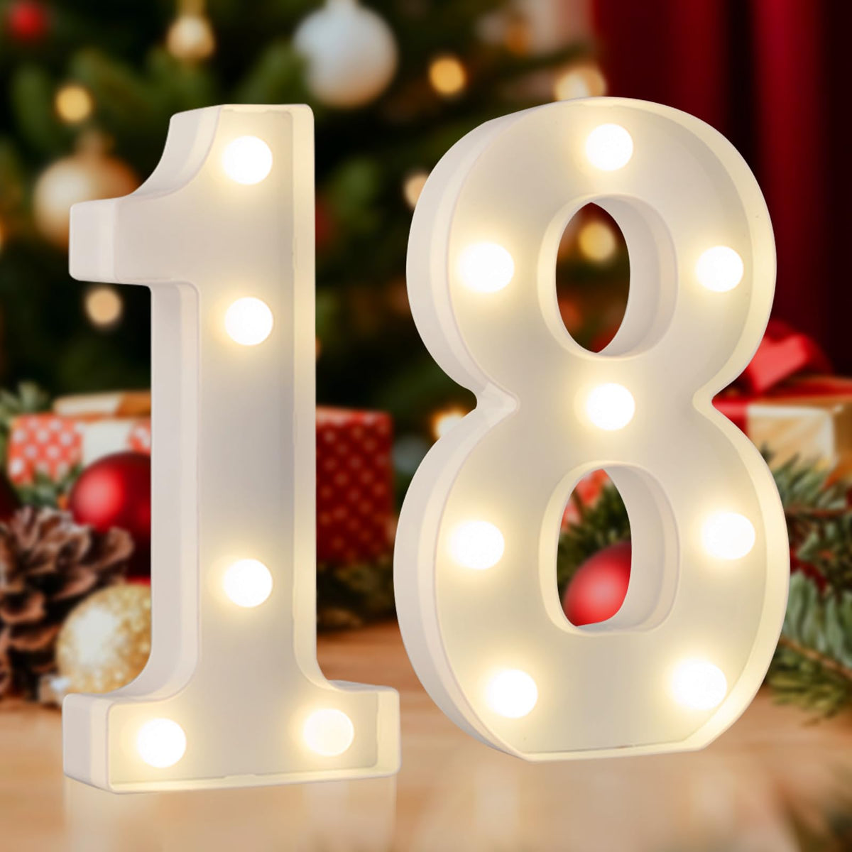 SKYPHAROS 18th birthday sign in warm white glow for party decor.