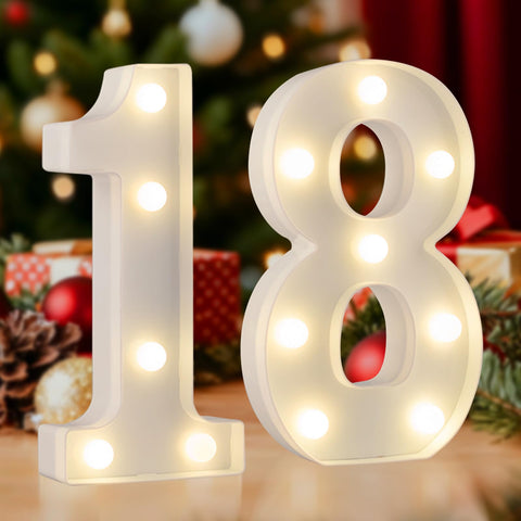 SKYPHAROS 18th birthday sign in warm white glow for party decor.