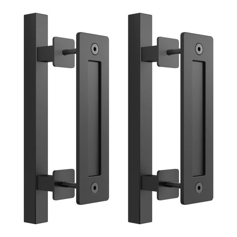 SKYSEN 12-inch barn door handle front view highlights robust construction.