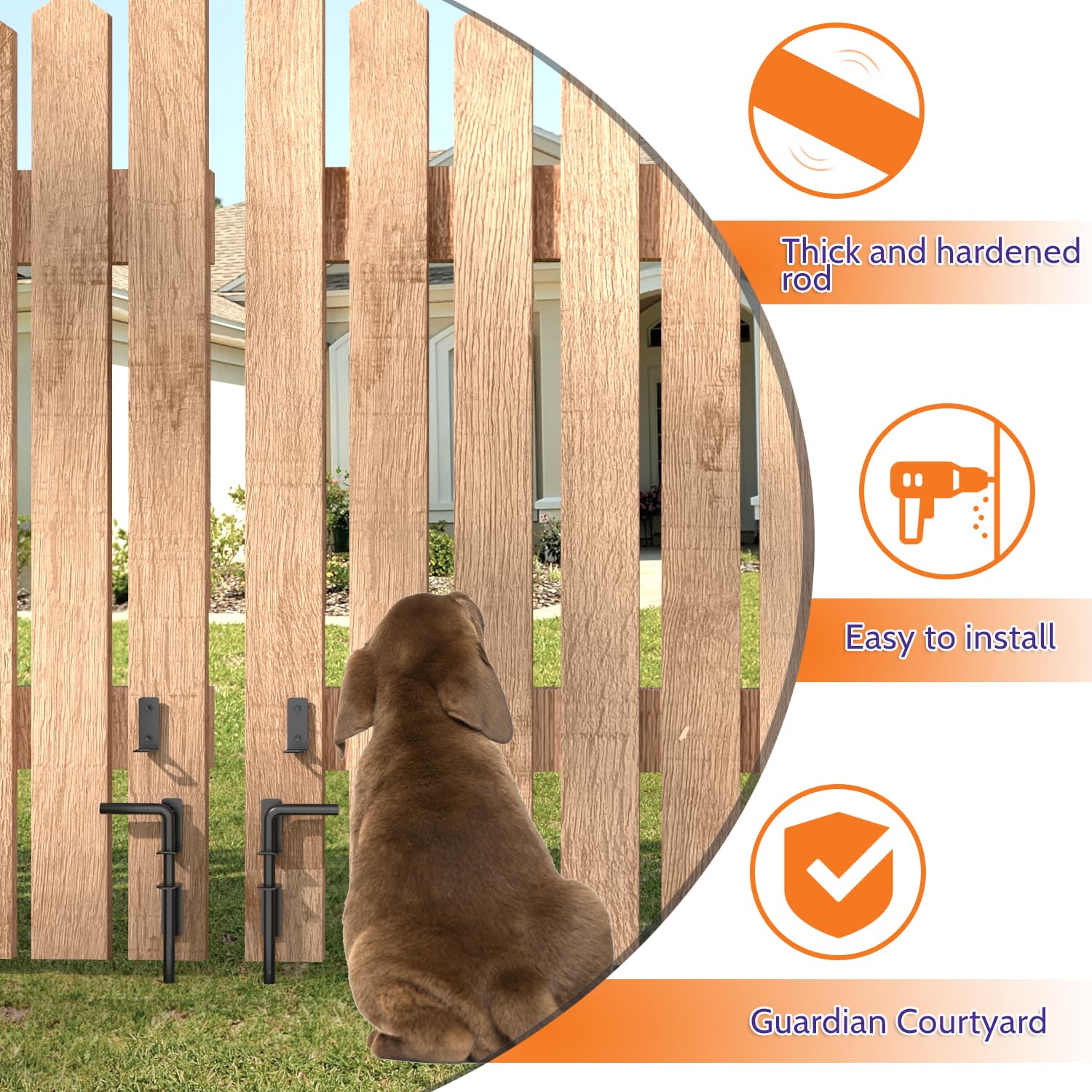 SKYSEN cane bolt drop rod securing a wooden gate.